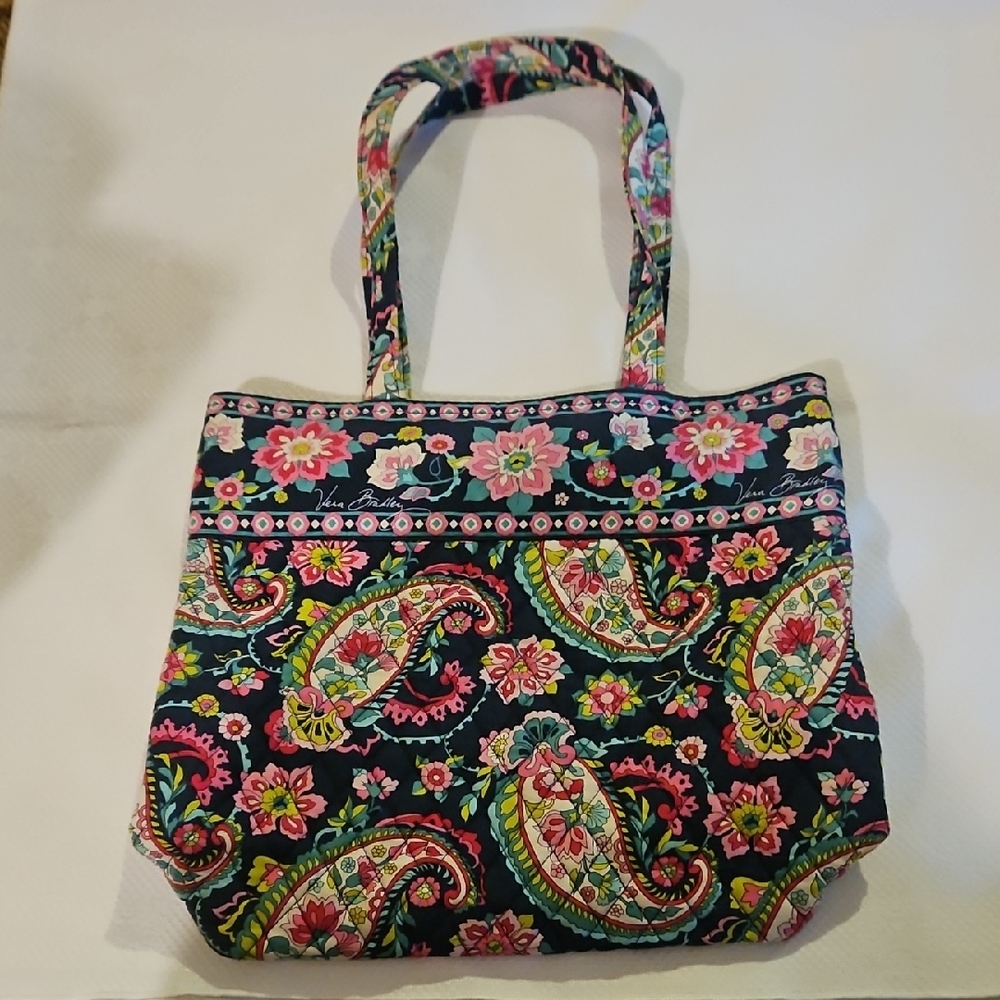 Vera Bradley Petal Paisley Tote Bag Some Wear On Inside See Pic